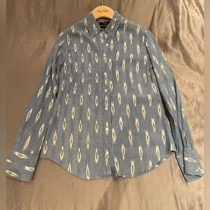 J.Crew Blue Ikat Print Cotton Perfect Shirt – Size 0